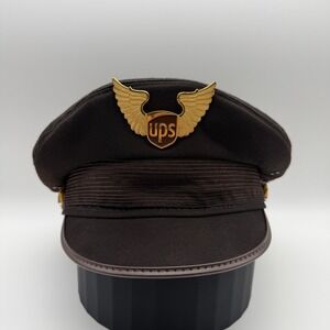 Vintage 90s 2000's UPS Airlines Pilot Hat Mens 7 1/4 Wings Badge Pin